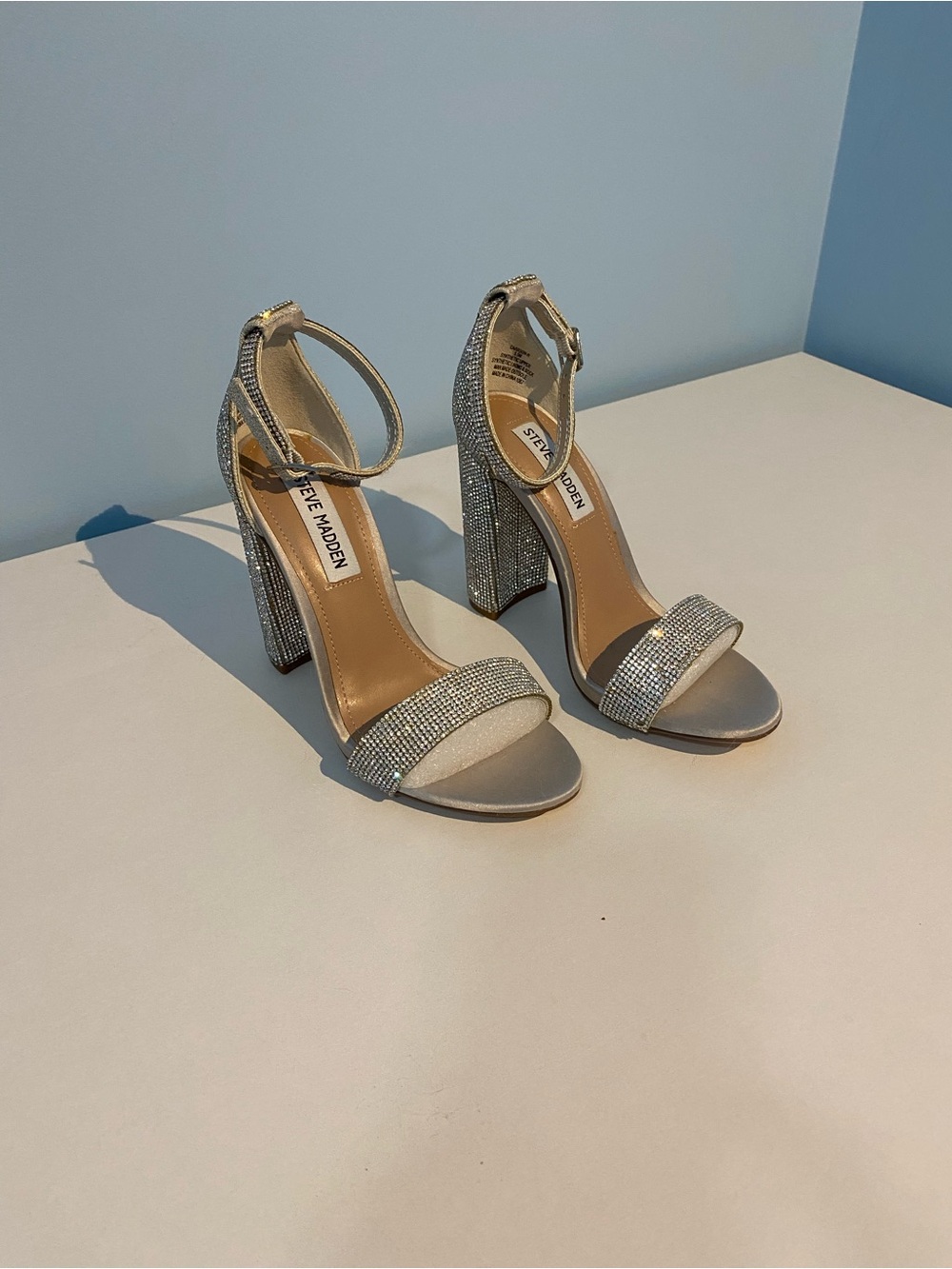 Steve Madden "Carrson-R" rhinestone block-heel sandals